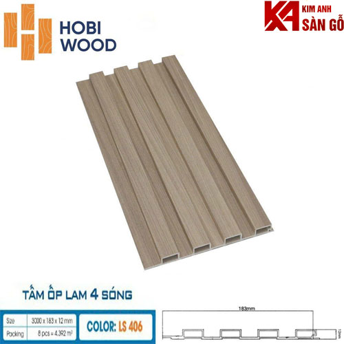 Tấm Ốp Tường Lam 4 Sóng Thấp HOBI LS-406